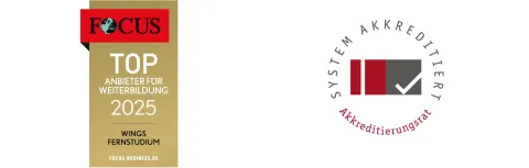 bewertungssiegel Focus und Systemakkreditiert | WINGS-Fernstudium